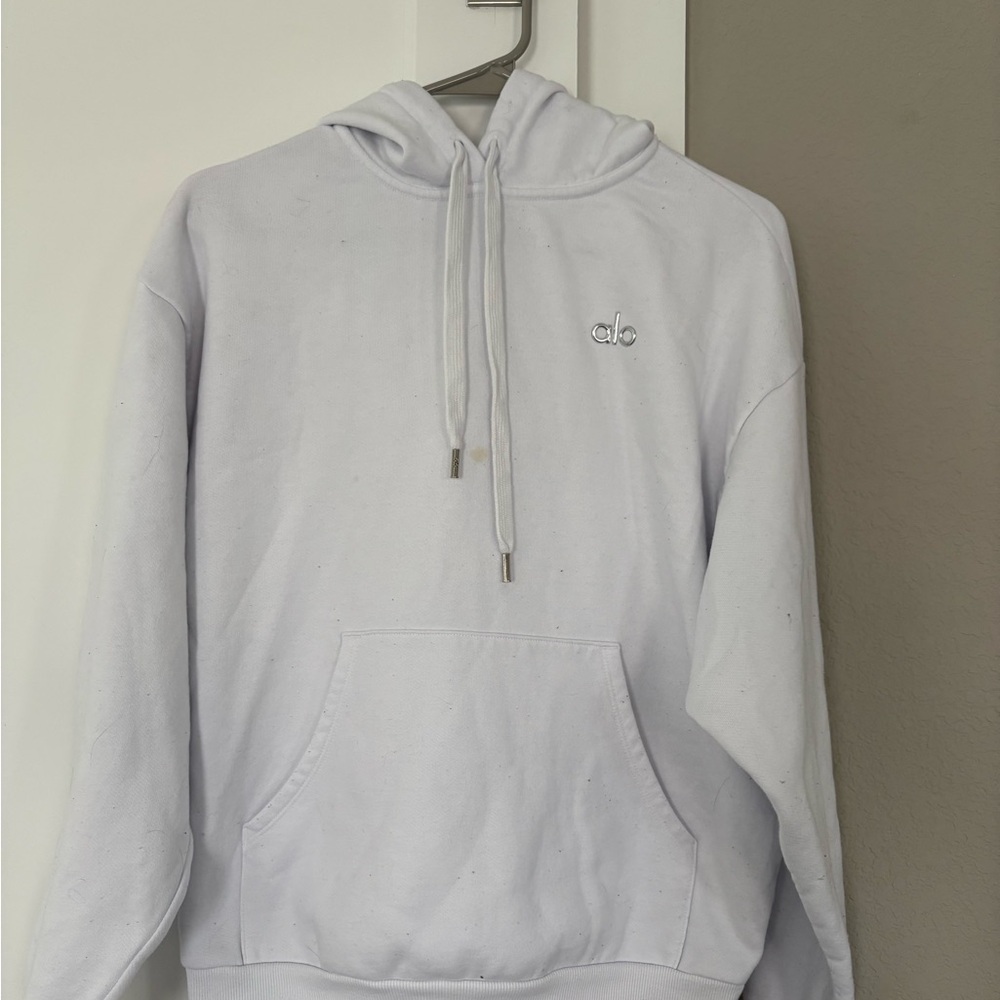 ALO Yoga White Hoodie Sweatshirt Minimalist Design